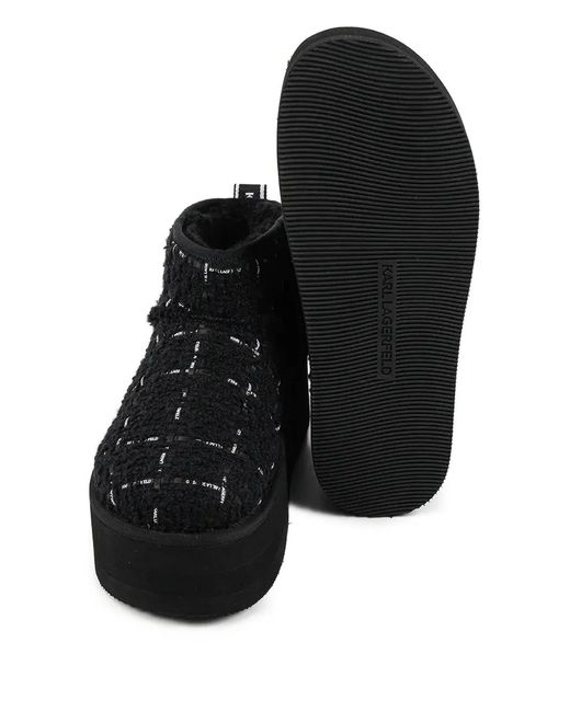 Karl Lagerfeld Black Thermo Check-Pattern Platform Boots