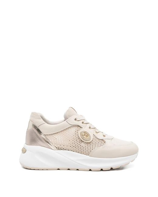 Nero Giardini White Pierced Leather Sneakers