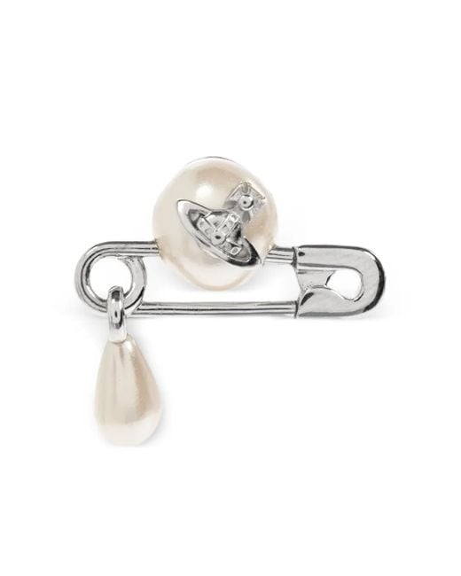 Vivienne Westwood White Orb-Logo Earrings