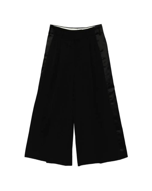Comme des Garçons Black Satin-Panelled Pleated Trousers
