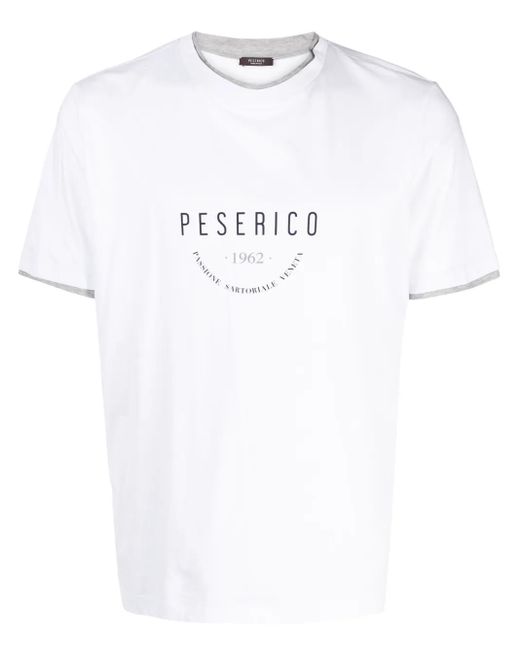 T-Shirt En Coton À Logo Imprimé Peserico pour homme en coloris White