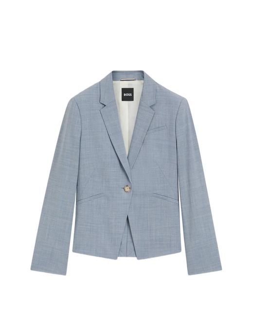 Boss Blue Melange Slim-Fit Blazer