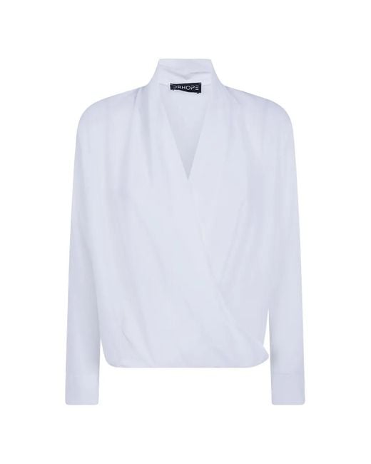 DR. HOPE White Wrap-Style Long-Sleeve Top