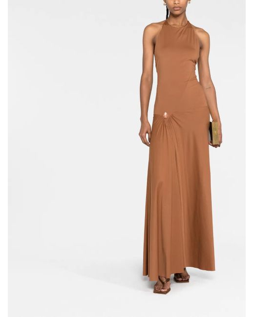 V:PM ATELIER Brown Tori Halterneck Gown