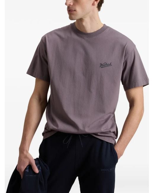 Woolrich Purple Logo T-Shirt for men