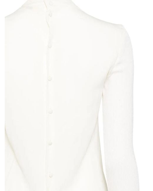 Bally White Button-Back Ruffled Shirt