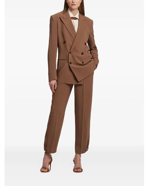 Ralph Lauren Brown Double-Breasted Button Blazer