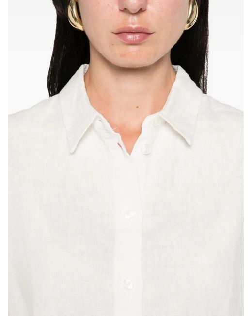 Samsøe & Samsøe White Button-Down Linen Top