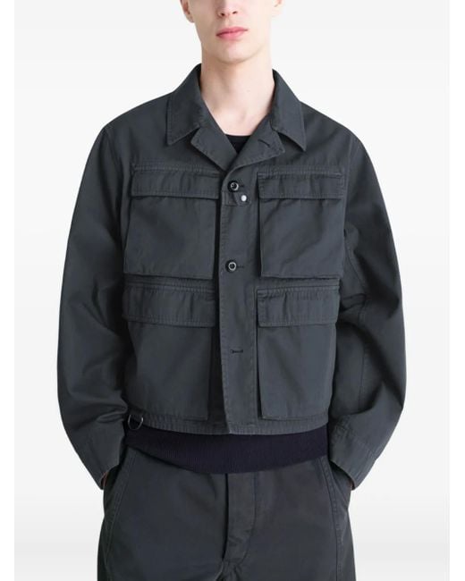 Lemaire Blue Buttoned Pocket Utility Jacket for men