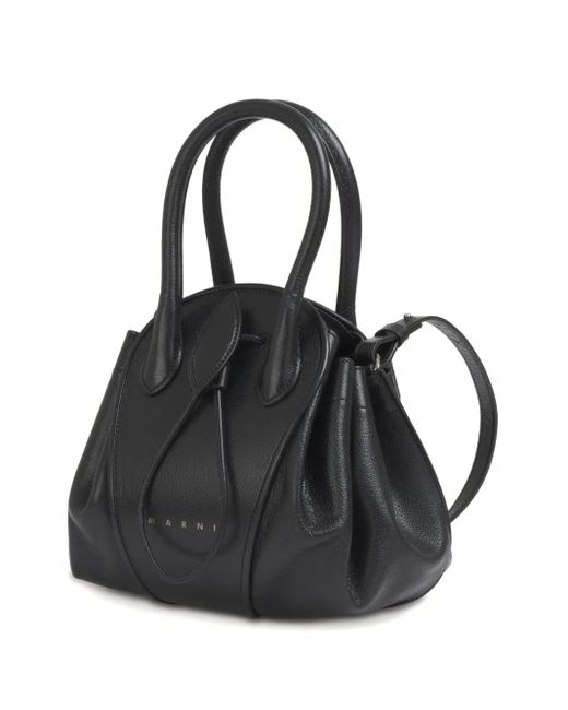 Marni Black Leather Tulipea Small Handbag