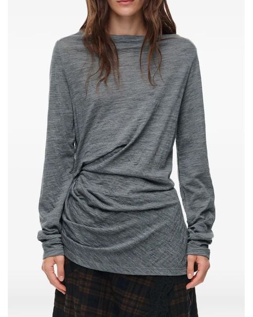 Bimba Y Lola Gray Melange Wool Knot T-Shirt