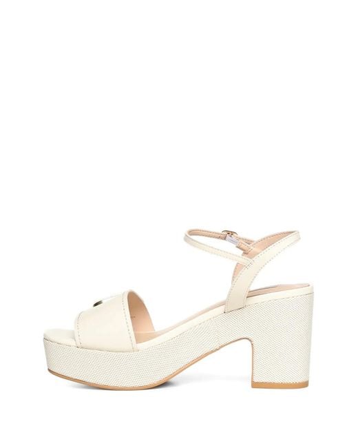 Liu Jo Natural Harper Logo-Plaque Leather Heeled Sandals