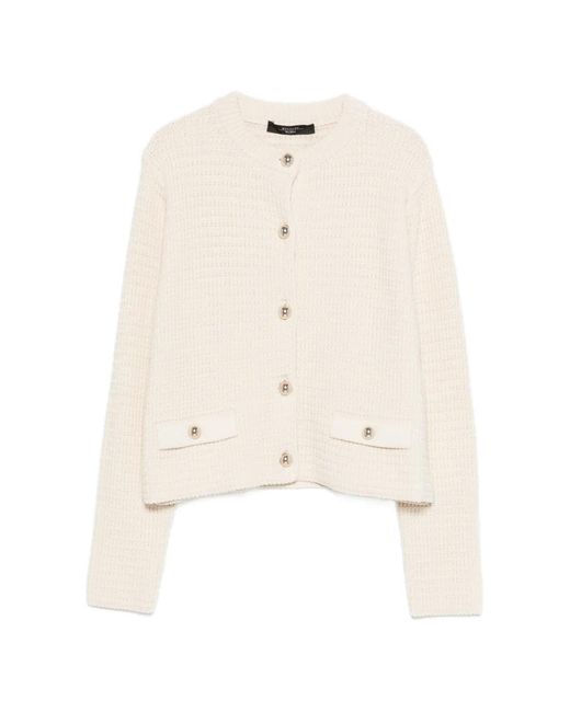 Weekend by Maxmara Natural Front-Pocket Buttoned Cardigan