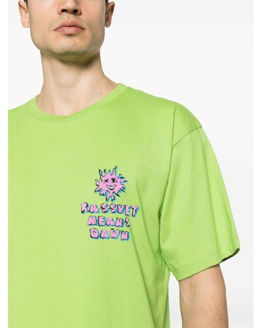 Rassvet (PACCBET) T-Shirt mit beflocktem Logo in Green für Herren