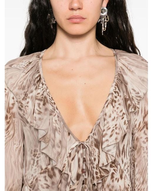 Blumarine Natural Maxikleid Mit Print