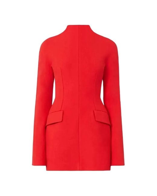Sportmax Red Tefrite High-Neck Flap-Pocket Dress