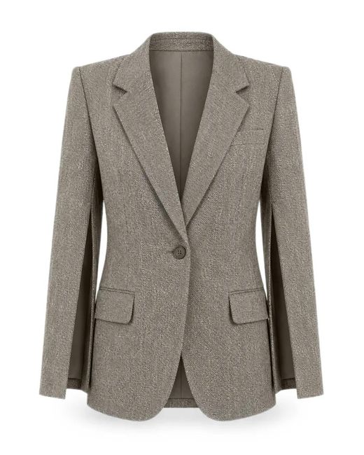 Barbara Bui Gray Split-Sleeve Single-Breasted Blazer