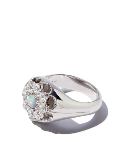 Hatton Labs Crystal Flower Ring in Silver (Metallic) for Men