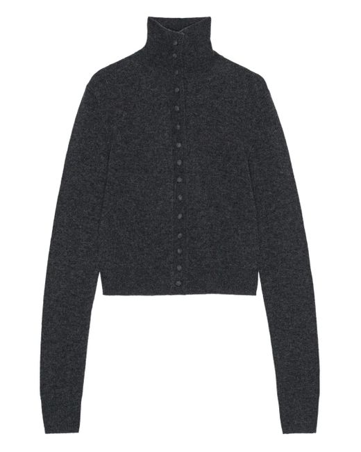 Remain Blue High-Neck Button Cardigan