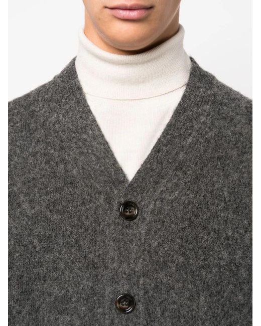 Aspesi Gray Button-Up Wool Cardigan for men