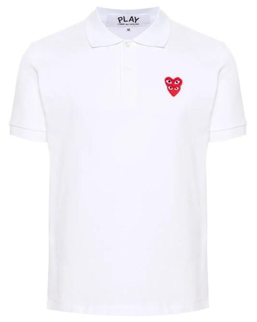 COMME DES GARÇONS PLAY White Heart-Patch Cotton Polo Shirt