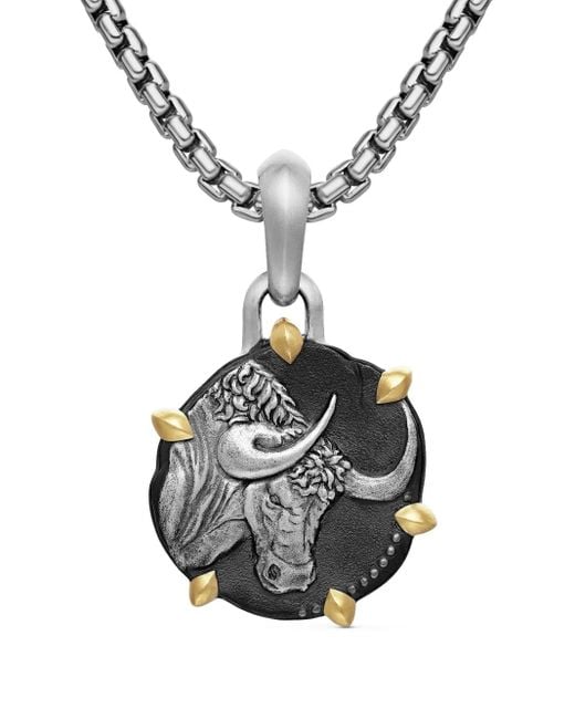 David Yurman Metallic 18Kt And Sterling Taurus Amulet (33Mm) for men