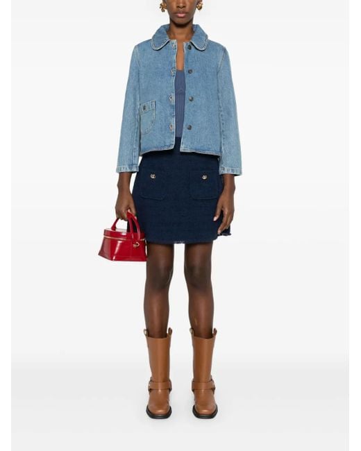 Ba&sh Blue Tiny Denim Jacket