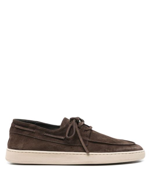 Officine Creative Brown Suede Boat Shoes for men