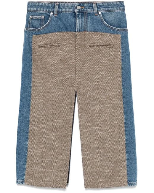 Stella McCartney Blue Denim And Tweed Skirt