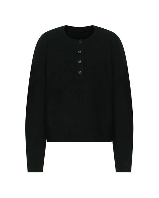 Loulou de Saison Black Malo Oversized Cashmere Henley Sweater