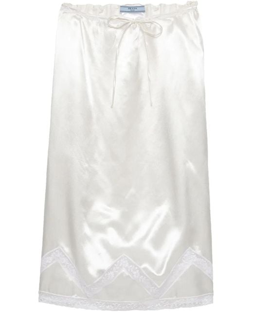 Prada サテンミディ スカート White