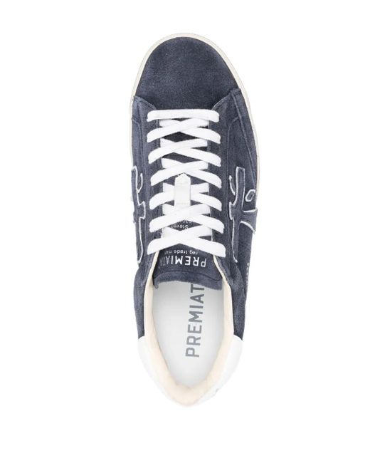 Premiata Blue Calf Suede Sneakers for men