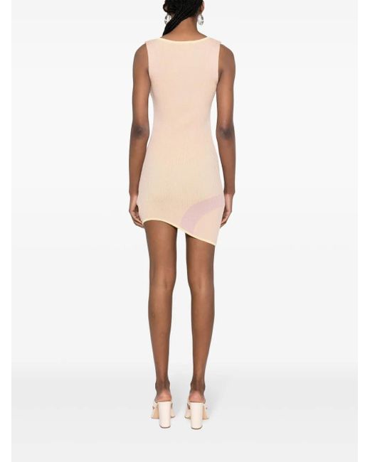 Gcds Natural Comma Asymmetric Ribbed Dress