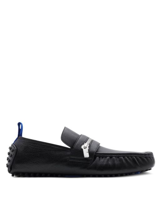 Burberry Black Leather "Motor" Low Loafers for men