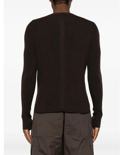 Rick Owens Black Ribbed Geo Panelled Sweater for men