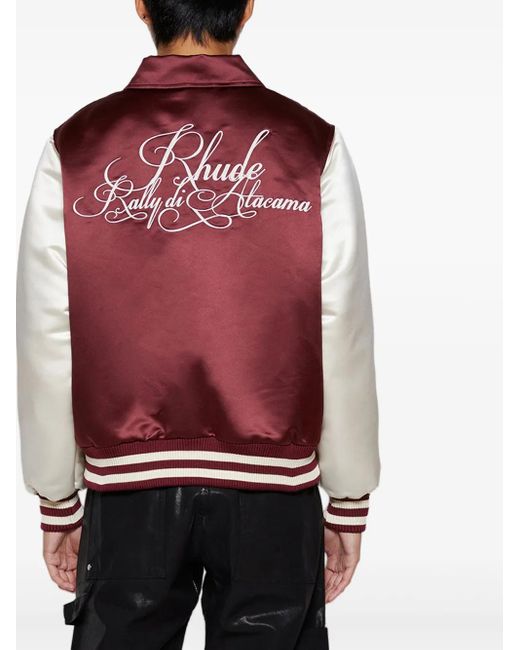 Veste Bomber En Satin À Fermeture Zippée Sur Le Devant Rhude pour homme en coloris Red
