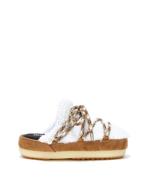 Moon Boot White Shearling Mules for men