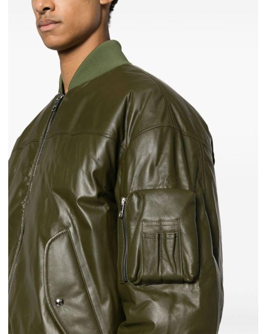 Gucci Green Leather Bomber Jacket, for men