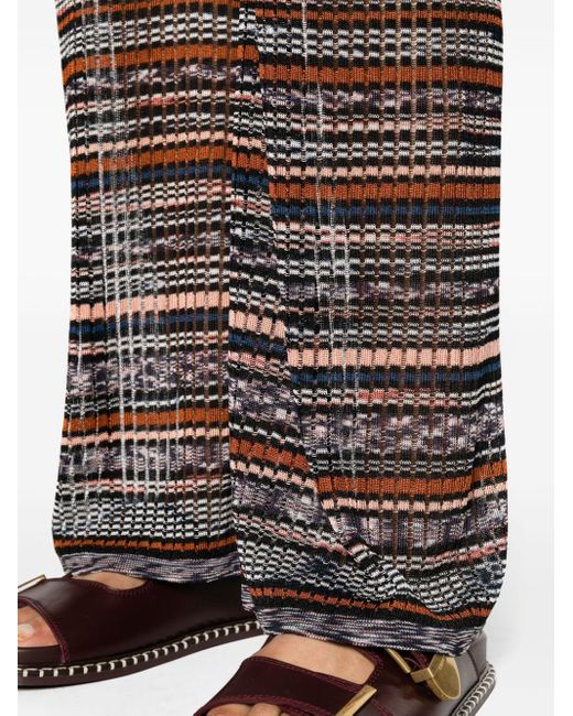Missoni Gray Striped Intarsia-knit Falred Trousers