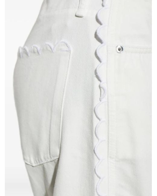 Rag & Bone White Scallop-Trim Drawstring Jeans