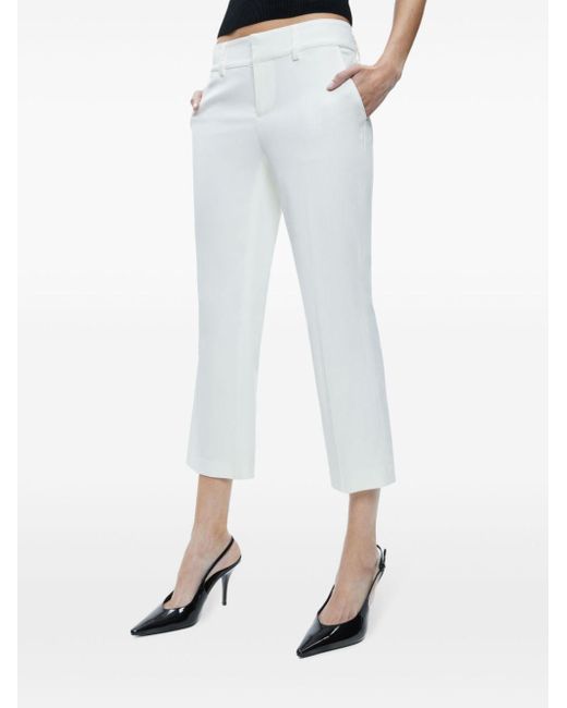 Alice + Olivia White Janis Cropped Trousers