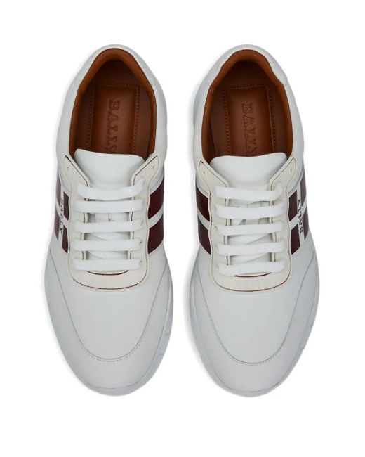 Bally White Side-Stripe Logo Sneakers for men
