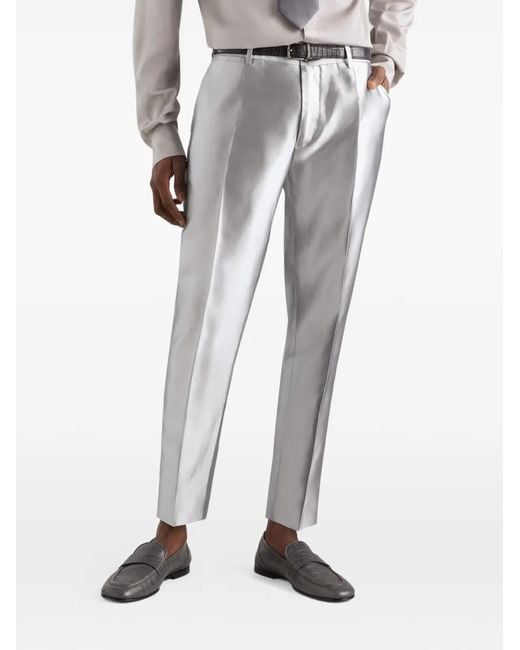 Dolce & Gabbana Gray Silk Shantung Trousers for men