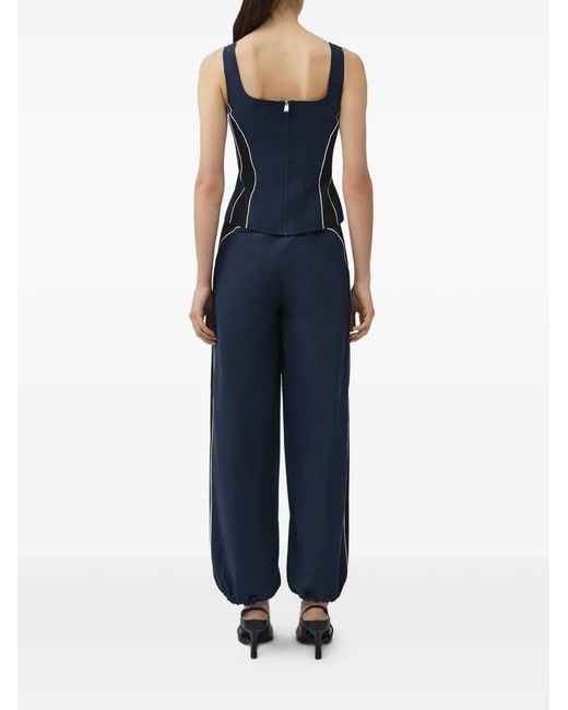 Jonathan Simkhai Blue Aya Contrast-Panel Top