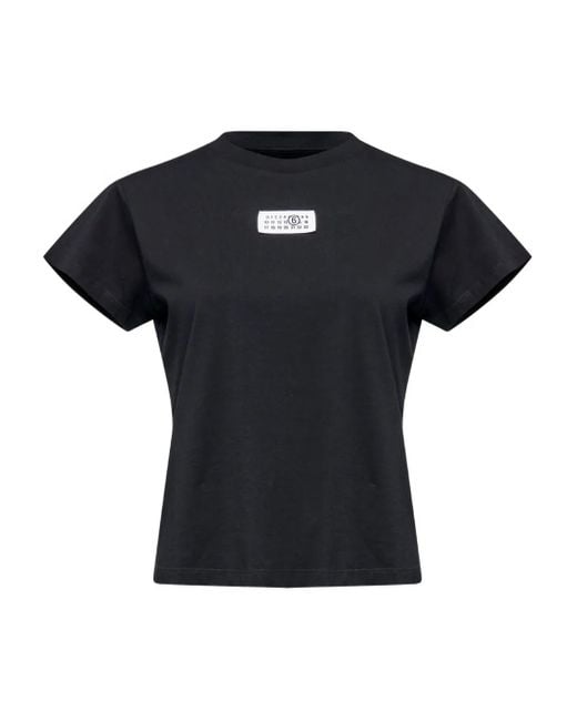 MM6 by Maison Margiela Black Logo Straight-Cut T-Shirt