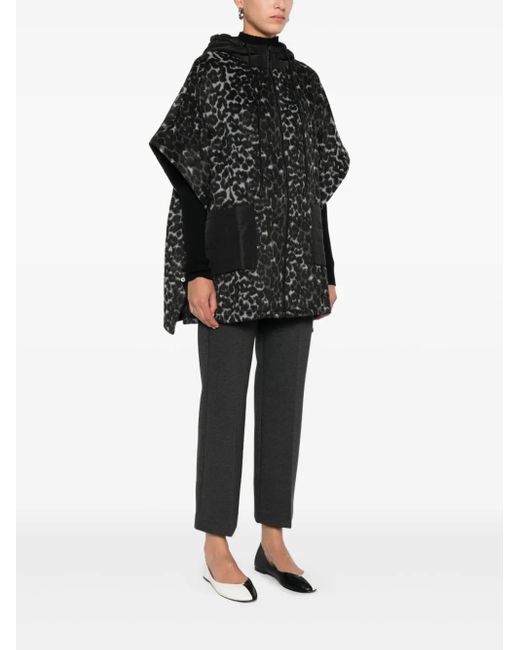 Twinset Black Leopard-Print Hooded Jacket