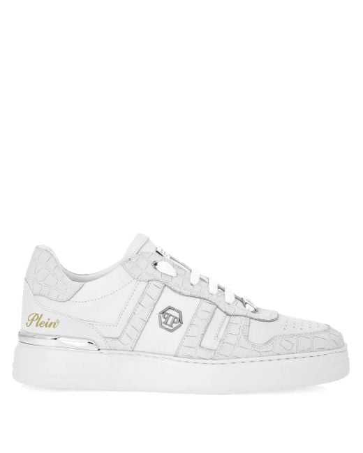 Philipp Plein White Nubuck Low Top Sneakers Cocco