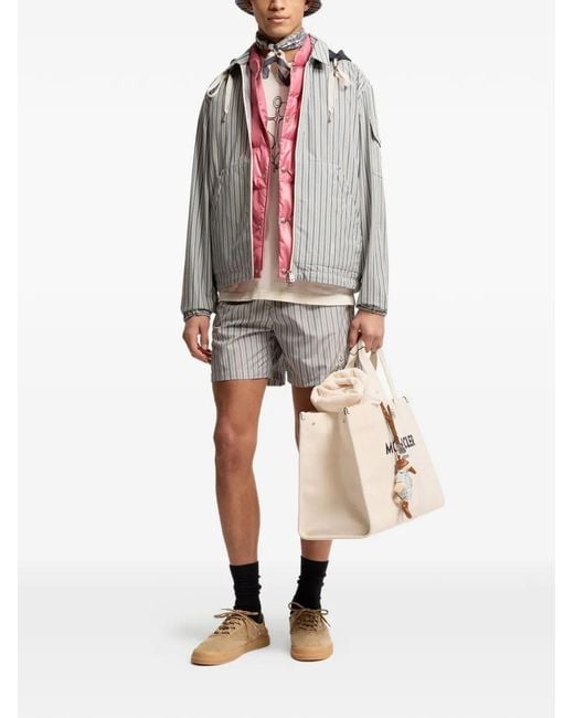 Moncler Gray Striped Drawstring Shorts for men