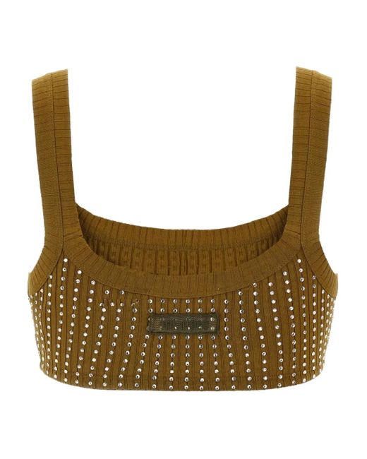 The Attico Brown Ribbed Cotton Jersey Top