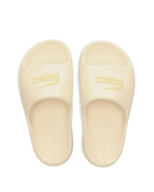 Lacoste Natural Crocodile-Logo Platform Slides
